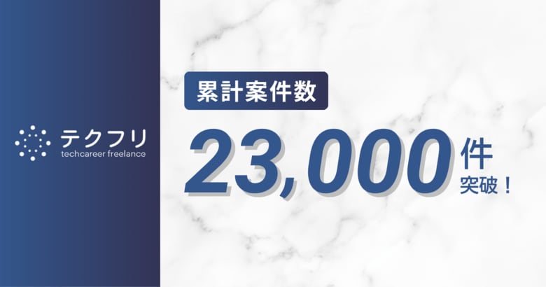 ITフリーランスの案件サイト「テクフリ」運営会社の累計案件数23,000件突破！
