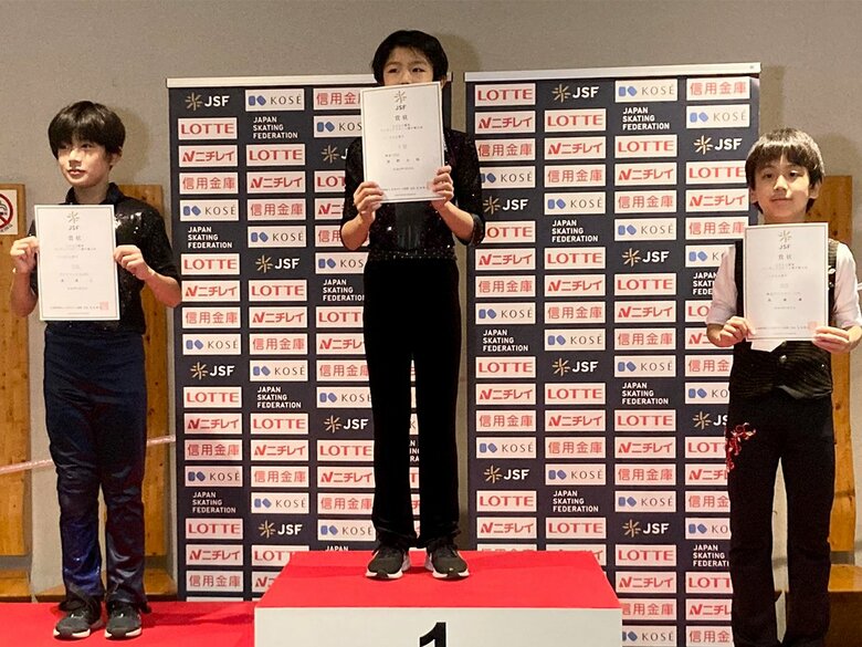 ノービスA男子の表彰台（関東選手権）