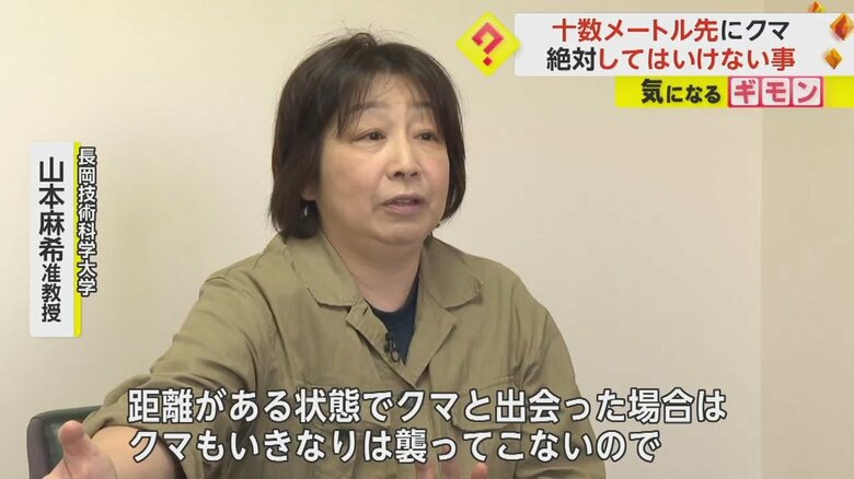 クマと出くわした時の対処法について話す、長岡技術科学大学・山本麻希准教授