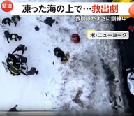 氷に覆われた海に男性3人が転落…ロープで引き上げ決死の救出劇　凍った湖に男性落下…訓練中の隊員がすぐに救助する偶然も　アメリカ