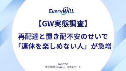 【GW・宅配荷物の受取り実態調査】再配達と置き配の不安のせいで「連休を楽しめない人」が急増