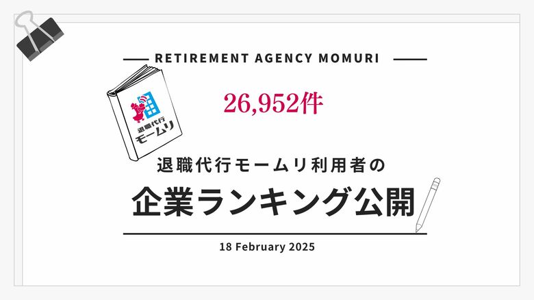 退職代行モームリに103回利用された企業を含む業種と利用回数データを公開