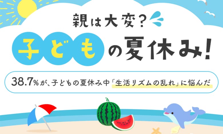 【親は大変?子どもの夏休み!】38.7%が、子どもの夏休み中「生活リズムの乱れ」に悩んだ
