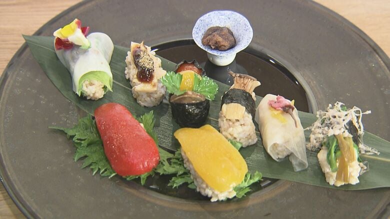 マグロに見えるのはパプリカ…岐阜県各務原市に“野菜のお寿司”が人気のカフェ 飲食経験ゼロの店主が一念発起｜FNNプライムオンライン