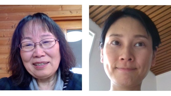 『動物いのちの会いわて』の下机さん（左）と島田彩夏アナウンサー（右）