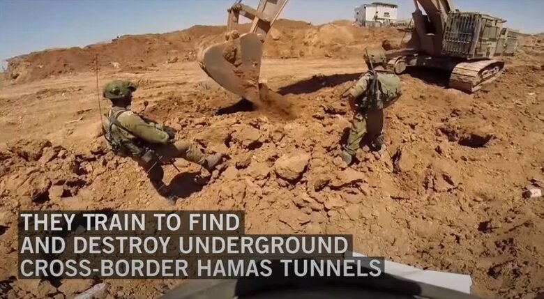 「ヤハロムはイスラエルに通じるトンネルを探り出し破壊する訓練を受けている」（イスラエル軍公式Youtubeより）