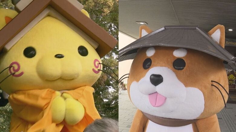 左側が島根県の観光キャラ「しまねっこ」