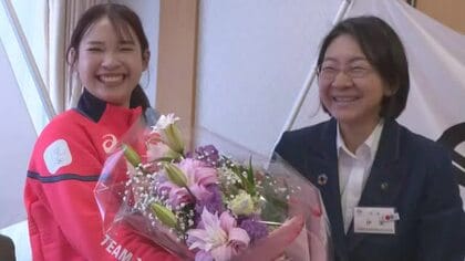 約１年ぶりの帰郷は故郷に錦　冬季五輪６位入賞…中島未莉選手に出身地・倉敷市からスポーツ栄誉章【岡山】