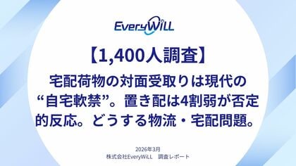 【1,400人調査】宅配荷物の対面受取りは現代の“自宅軟禁”。置き配は4割弱が否定的反応。どうする物流・宅配問題。