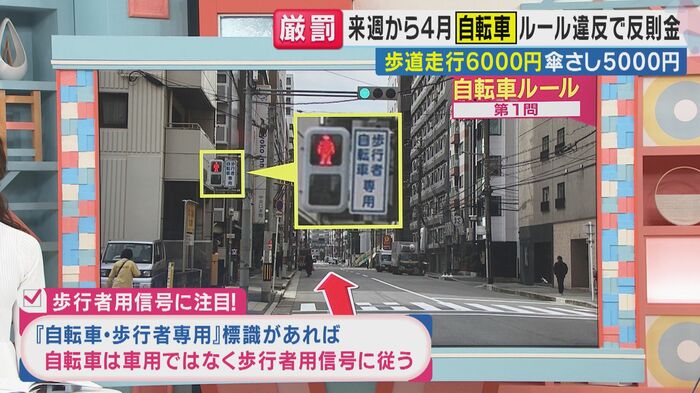 『歩行者・自転車専用』の信号（関西テレビ「旬感LIVE とれたてっ！」より）