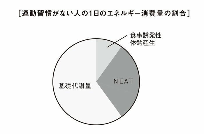 運動習慣がない人の1日のエネルギー消費量の割合（『疲労回復の習慣』から抜粋）