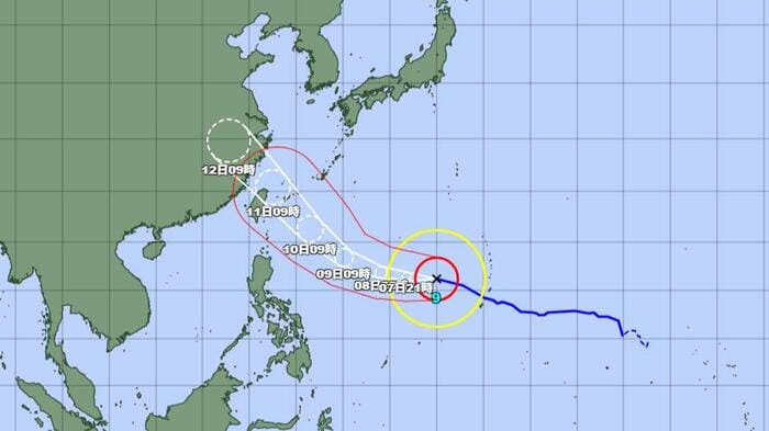 台風9号の進路予想図（気象庁HPより）