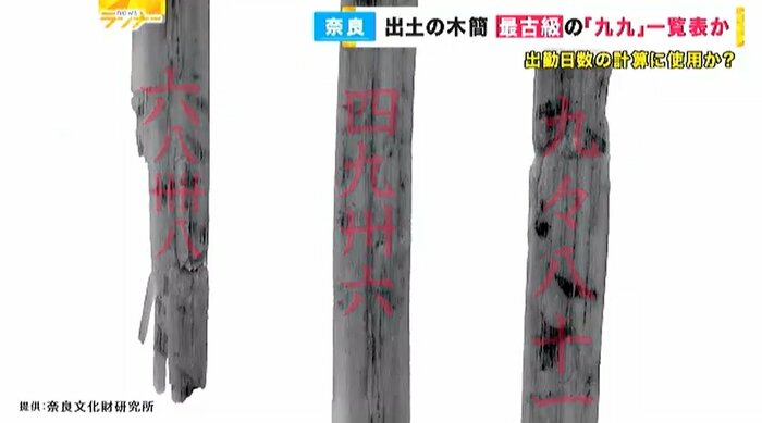 赤外線をあてた木簡 提供:奈良文化財研究所