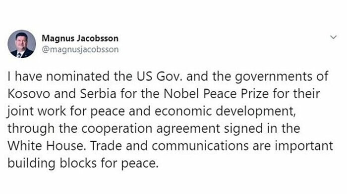 スエーデンのマグナス・ヤコブッソン国会議員のツイッターより