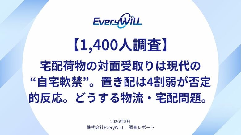 【1,400人調査】宅配荷物の対面受取りは現代の“自宅軟禁”。置き配は4割弱が否定的反応。どうする物流・宅配問題。