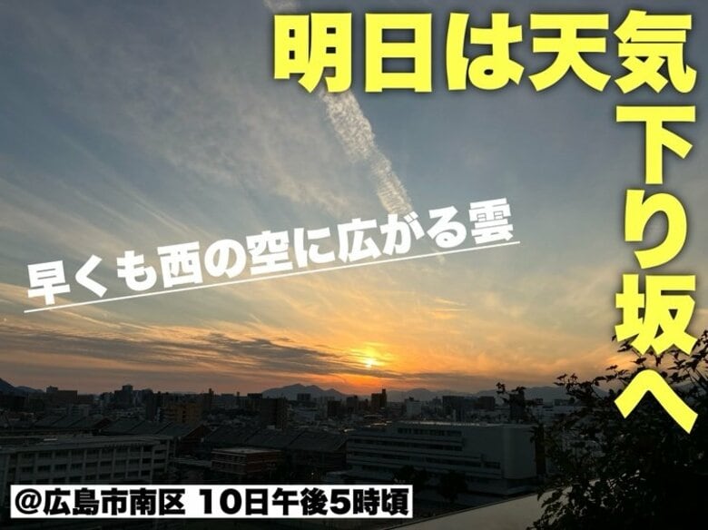 【広島の天気】12/11(木)は午後から雨のエリア広がり始める　朝の登校・出勤時には傘を忘れずに｜FNNプライムオンライン
