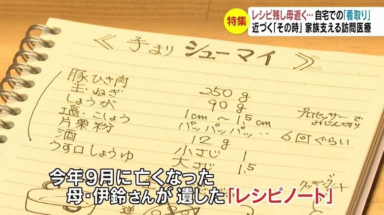 母・伊鈴さんが遺したレシピノート