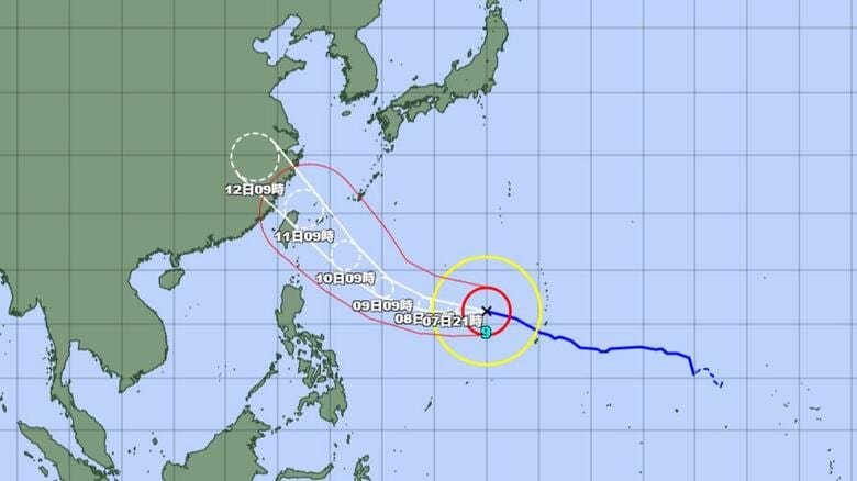 台風9号の進路予想図（気象庁HPより）