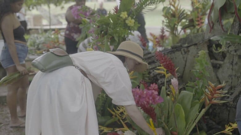 「これからも戦争遺構などを花で飾っていきたい」という金森さん