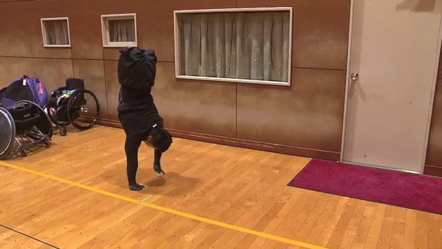 練習を公開する車いすラグビー・橋本勝也選手（2023年9月撮影）