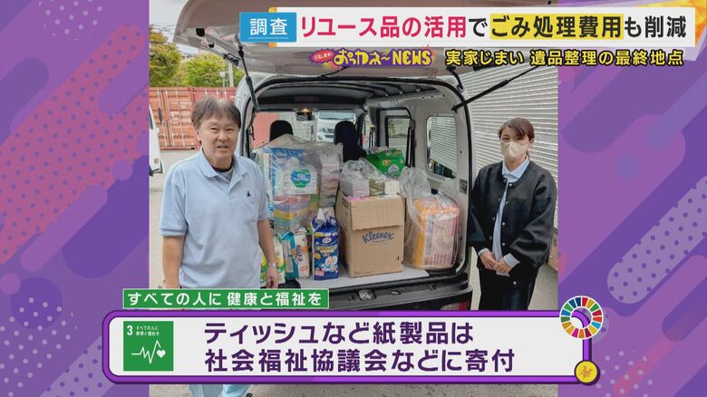 ティッシュ、紙オムツ、トイレットペーパーは社会福祉協議会に寄付