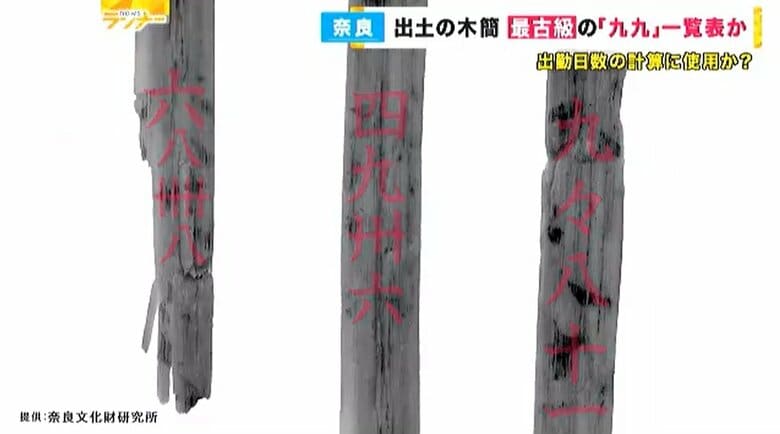 赤外線をあてた木簡　提供：奈良文化財研究所