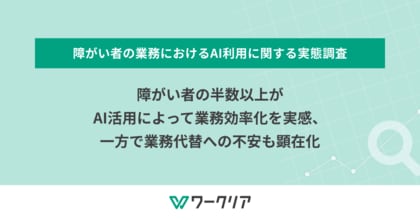 障がい者の半数以上がAI活用によって業務効率化を実感、一方で業務代替への不安も顕在化