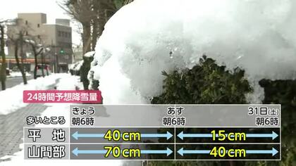 富山県内は29日夕方から大雪予想　強い冬型の気圧配置