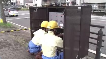「祭り楽しんでもらえる環境を」　秋田竿燈まつり開幕控え、電力会社社員などが会場周辺の電気設備を点検