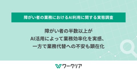 障がい者の半数以上がAI活用によって業務効率化を実感、一方で業務代替への不安も顕在化