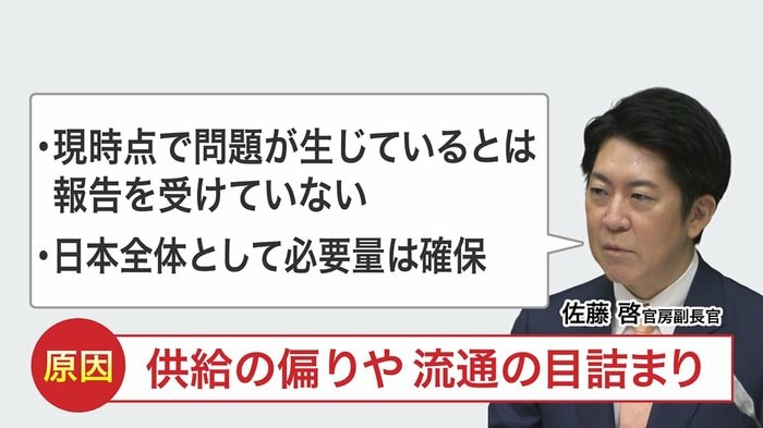 「供給の偏りや流通の目詰まり」が原因だと政府は主張
