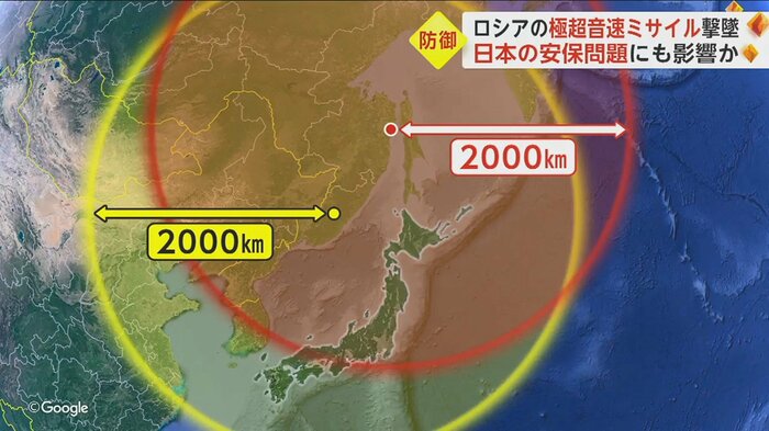 核弾頭の搭載が可能なうえ2000㎞とされるキンジャールの射程内に日本が入る可能性も否定できない