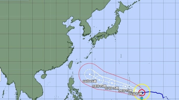 台風9号の進路予想図　気象庁HPより