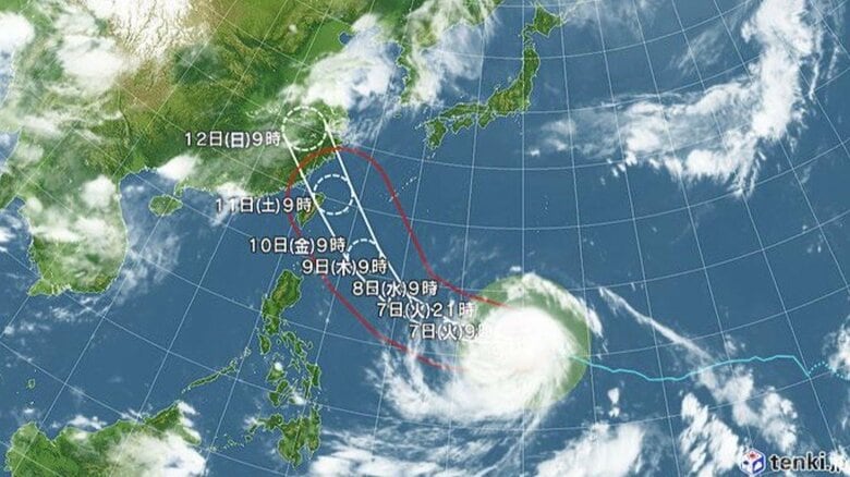 【台風情報】大型で非常に強い台風9号の今後の進路予想 10日から11日頃に沖縄地方へ接近する見込み 暴風、警報級の大雨となるおそれ|FNNプライムオンライン