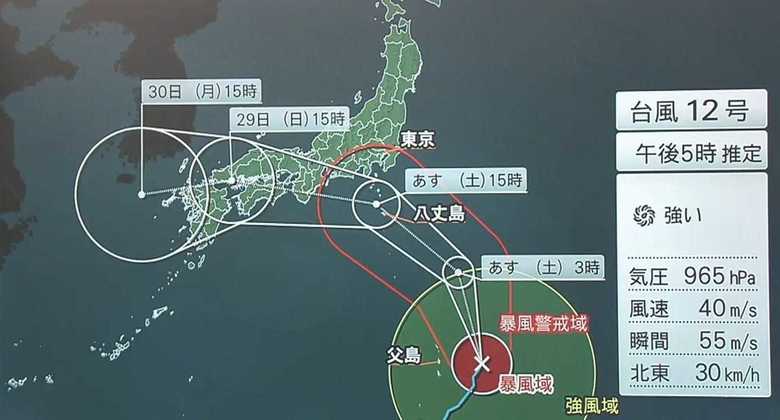 西日本を東から西に横断した台風12号