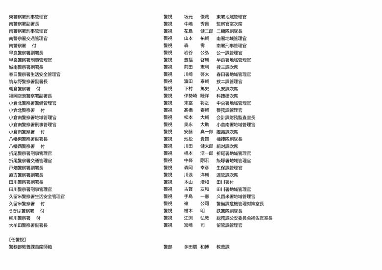 福岡県警　人事異動（7/23）