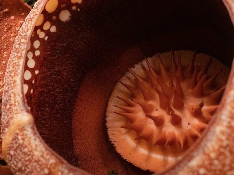 開花1日目のラフレシア　花の内部（提供：柳澤静磨さん）