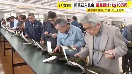 「八女茶」新茶初入札会　最高値は1キロ10万円　今年は「甘み」の強い仕上がり　福岡・八女市