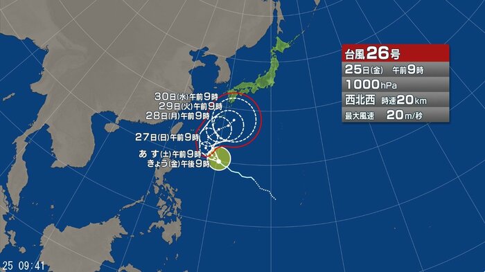 台風26号の予想進路図