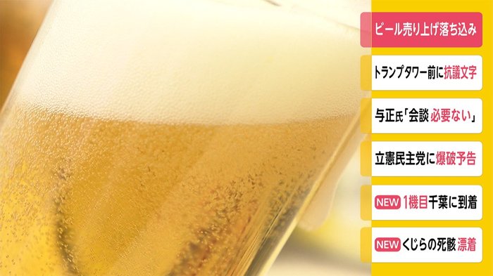 ビール売り上げ 落ち込み 外出自粛の影響で