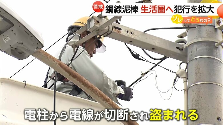銅線泥棒“生活圏”へ犯行拡大　電柱から電線切断され盗まれる　銅価格上昇で被害件数が約5500件→1万6000件に急増｜FNNプライムオンライン