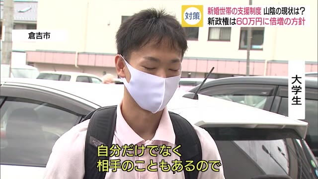 新婚世帯に60万円 条件緩和方針で山陰の実情は? 定住策への追い風に期待も・・・(鳥取)