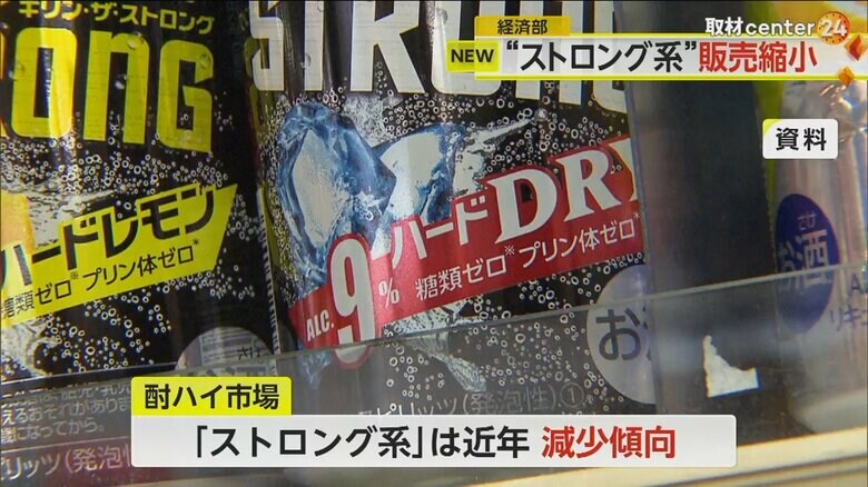酎ハイ市場動向を見ると「ストロング系」酎ハイは減少傾向