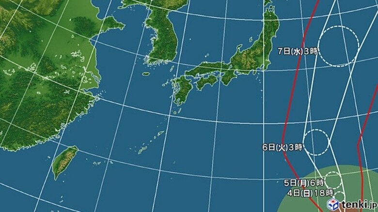 台風27号の進路予想図　日本気象協会 tenki.jpより