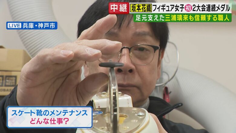 スケート靴のメンテナンス作業（関西テレビ「旬感LIVE とれたてっ！より）