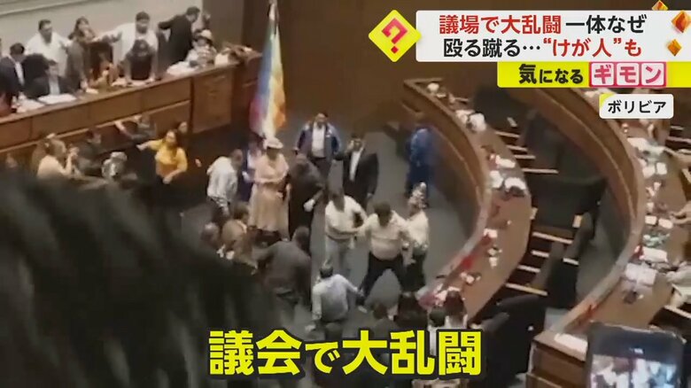 大乱闘が起きた南米・ボリビアの議会