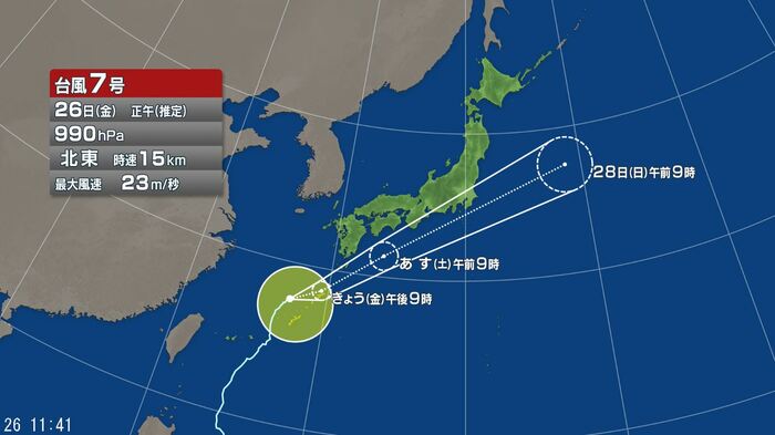 台風7号の進路予想図