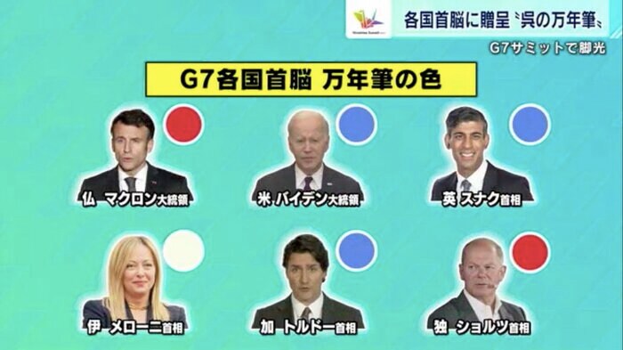 G7各国首脳が選んだ万年筆のボディの色