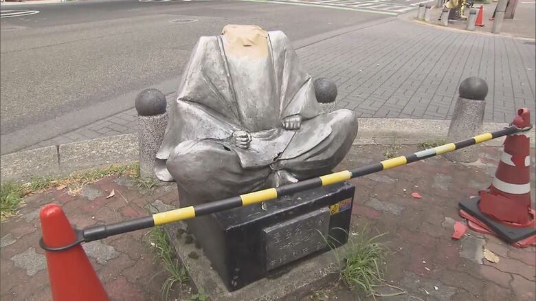 豊臣秀吉像の首を折るなどした器物損壊容疑 愛知へ出張中だった警察官ら2人を書類送検 酒に酔って犯行か 名古屋市西区の商店街入口に設置|FNNプライムオンライン