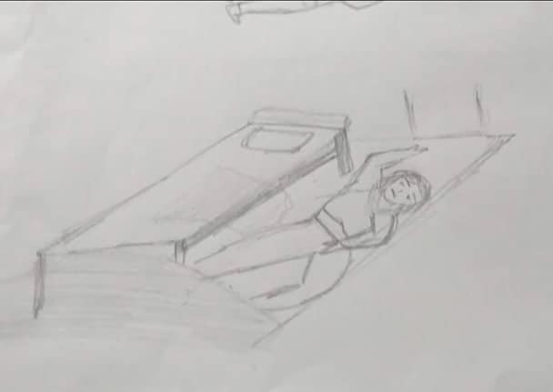 ウィシュマさんはベッドから転落し「担当さん」と24回助けを呼んだ（マンジャリさん作画）